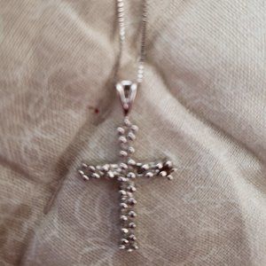 White gold cross and chain
